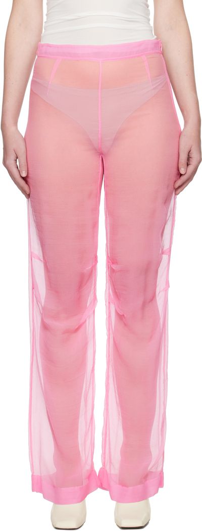 ALAINPAUL ALAINPAUL Pink Mousseline Silk Chiffon Knee Trousers