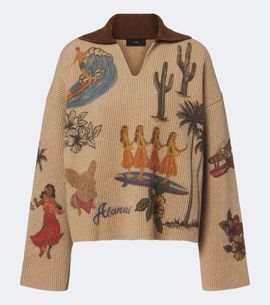 Alanui Alanui Decade printed wool and cotton-blend polo sweater