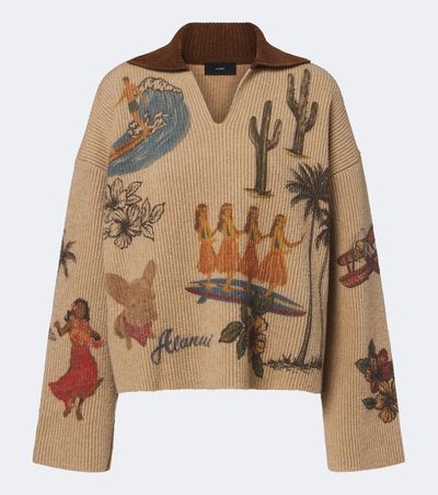 Alanui Alanui Decade printed wool and cotton-blend polo sweater