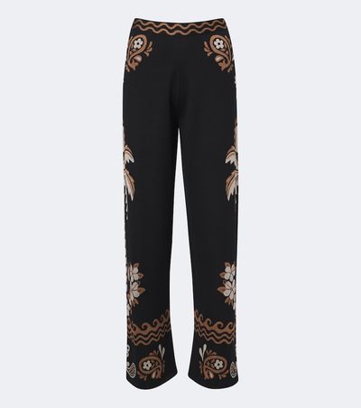 Alanui Alanui Island Roots wool and silk-blend wide leg pants