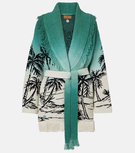 Alanui Alanui Wave Bloom fringed cotton-blend jacquard cardigan