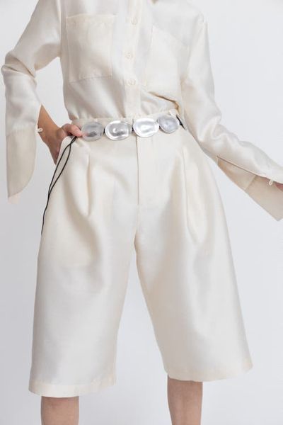 Alas Alas Oversized Silk-Wool Bermuda shorts
