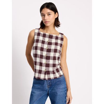 Albaray Albaray Gingham Button Top