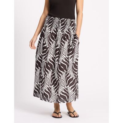Albaray Albaray Mono Palm Smocked Waist Maxi Skirt