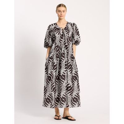 Albaray Albaray Mono Palm Tie-Neck Maxi Dress