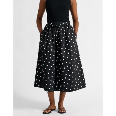 Albaray Albaray Polka Dot High-Waist Midi Skirt