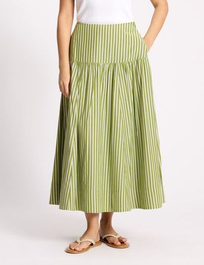 Albaray Albaray Stripe Drop Waist A-Line Skirt