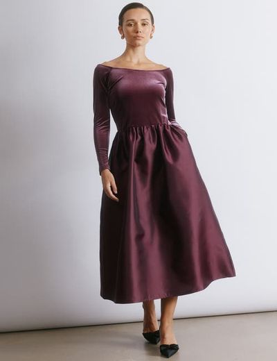 Albaray Albaray Velvet & Taffeta Bardot Dress