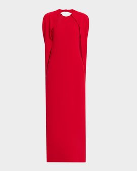 Alberta Ferretti Backless Draped Cape Maxi Dress