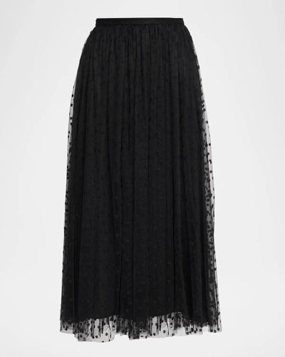 Alberta Ferretti Embroidered Tulle Midi Skirt