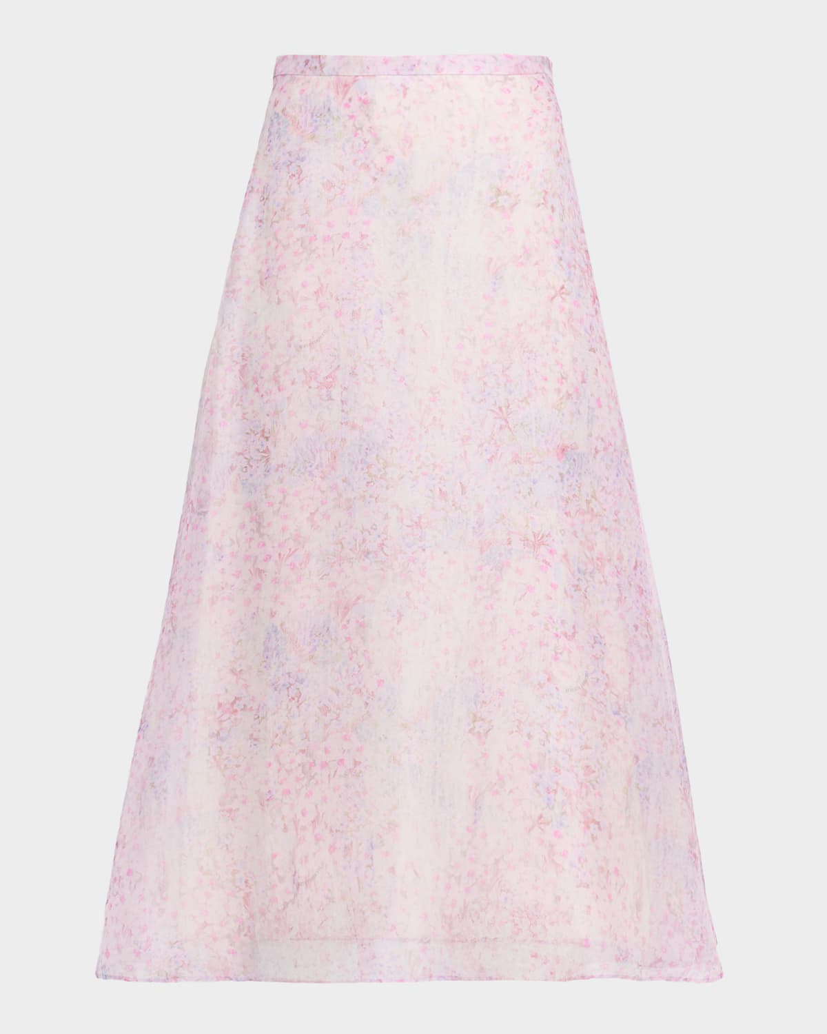 Alberta Ferretti Floral-Print Silk Organza Skirt