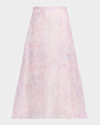 Alberta Ferretti Floral-Print Silk Organza Skirt