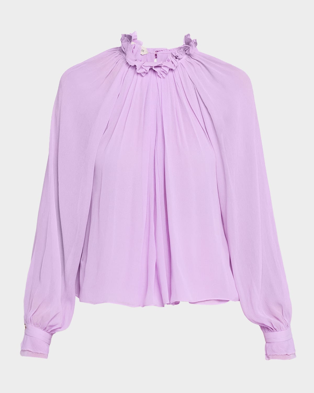 Alberta Ferretti Ruffled Collar Long-Sleeve Blouse