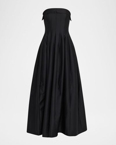 Alberta Ferretti Tailored Strapless Wool-Silk Fit-&-Flare Gown