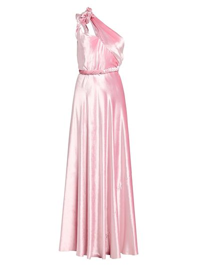 Alberta Ferretti Women's One-Shoulder Satin Maxi Dress