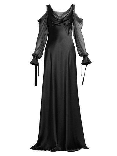 Alberta Ferretti Women's Silk Draped Cold-Shoulder Column Gown
