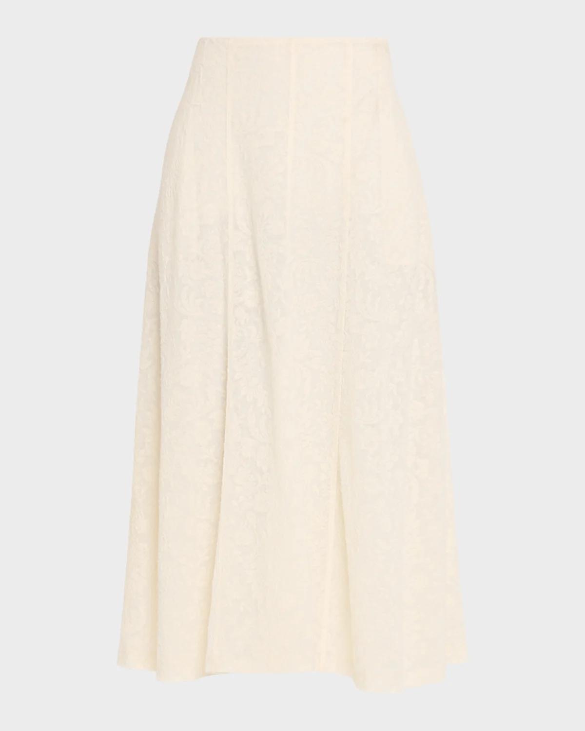 Alberta Ferretti Wool-Blend A-Line Midi Skirt