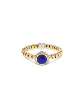 Alberto Milani Alberto Milani 18K Yellow Gold Diamond & Lapis Via Giardino Tubogas Small Rope Ring