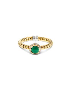 Alberto Milani Alberto Milani 18K Yellow Gold Diamond & Malachite Via Giardino Tubogas Small Rope Ring