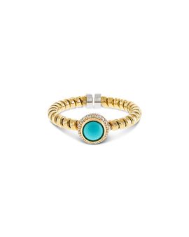 Alberto Milani Alberto Milani 18K Yellow Gold Diamond & Turquoise Via Giardino Tubogas Small Rope Ring