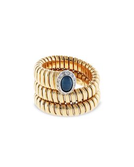 Alberto Milani Alberto Milani 18K Yellow Gold Via Giardino Blue Sapphire & Diamond Tubogas Wrap Ring