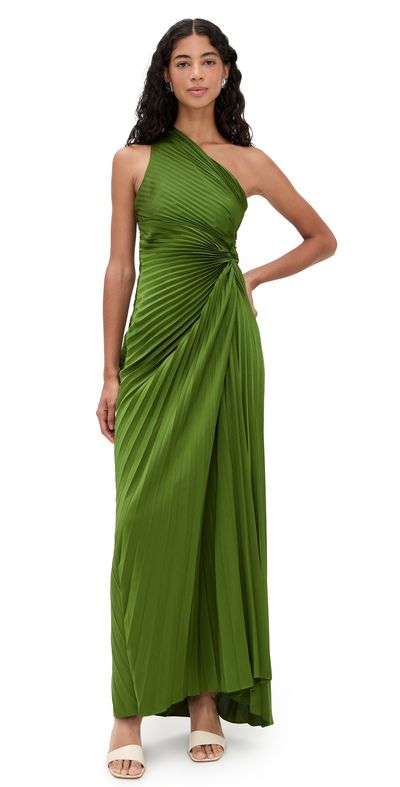 alc green strapless dress A.L.C. Women's Bianca Pleated Strapless Gown - Black main image 0