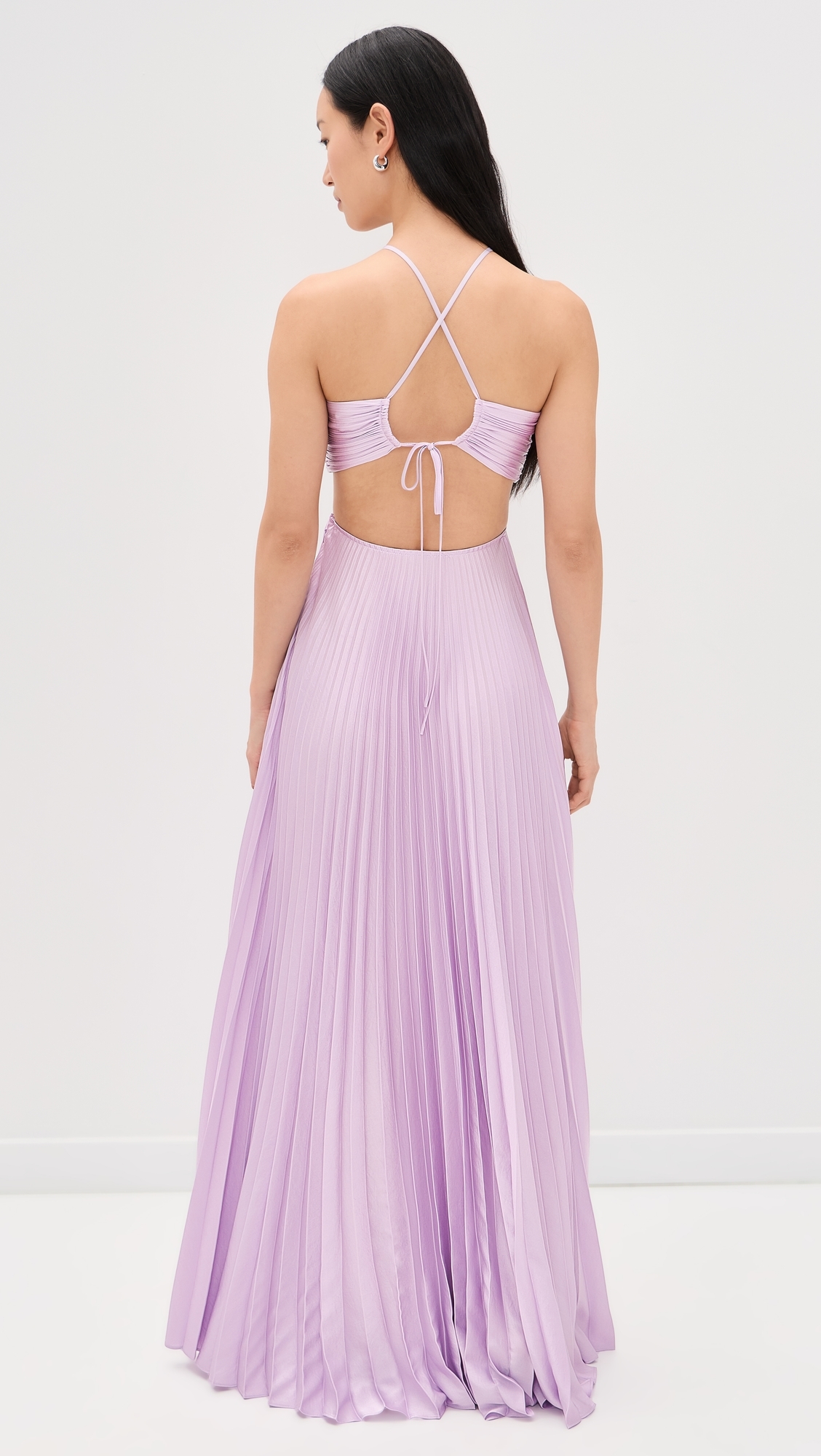 moira pleated maxi dress A.L.C. Moira Satin Pleated Maxi Dress by ALC
