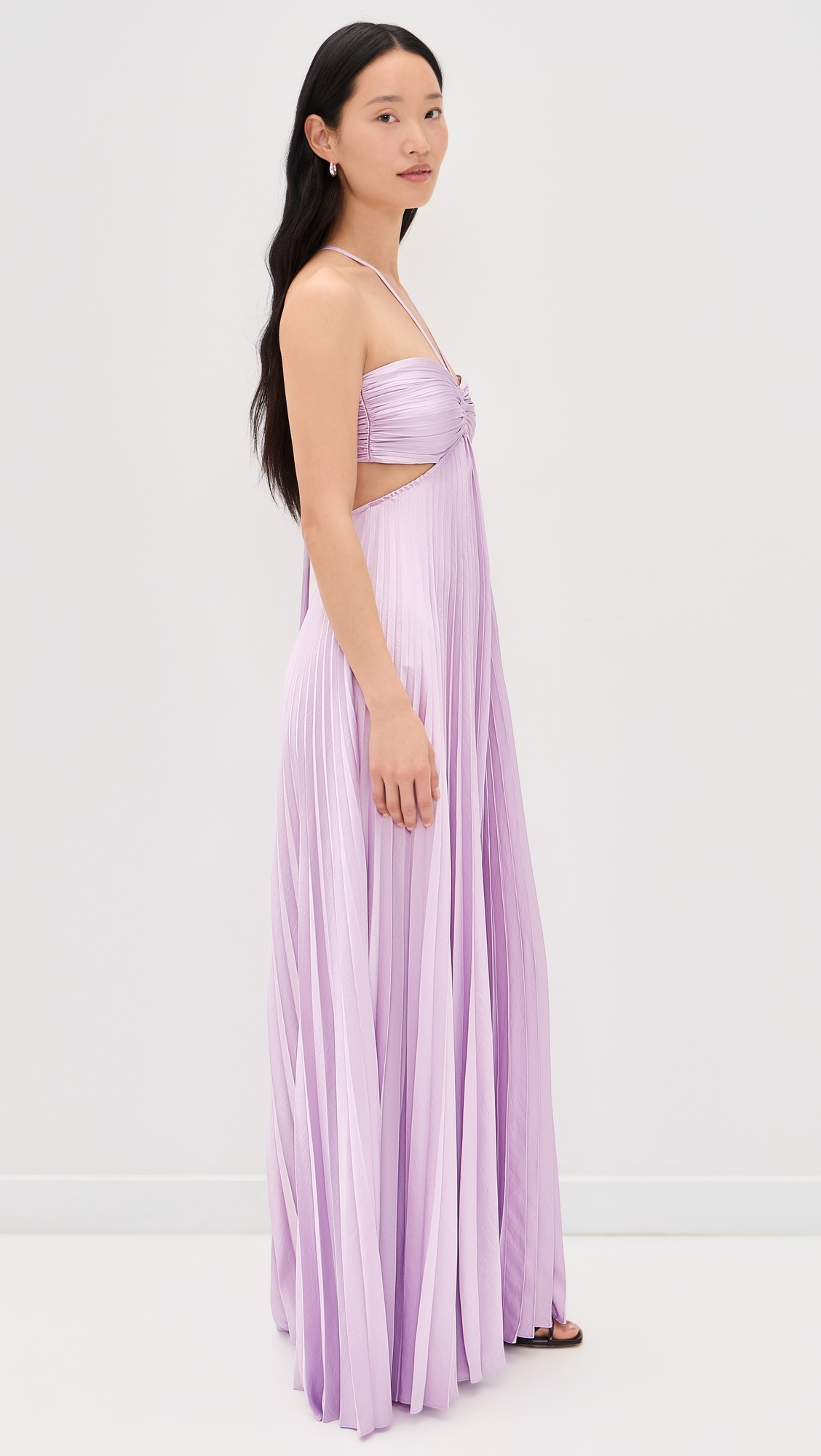 alc ltd moira matte pleated dress A.l.c. Moira Cutout Halter Dress - Black