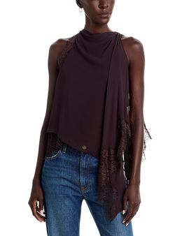 A.l.c. A. l.c. Renata Silk Lace Trim Asymmetric Top