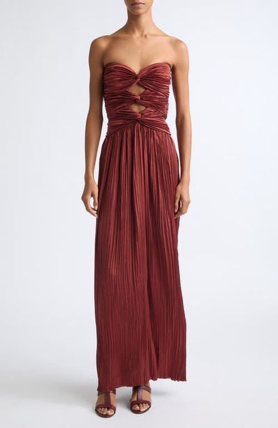 A.L.C. A.L.C. Brynn Strapless Pleated Cutout Maxi Gown