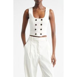 A.L.C. A.L.C. Darcy Pinstripe Linen Blend Crop Vest