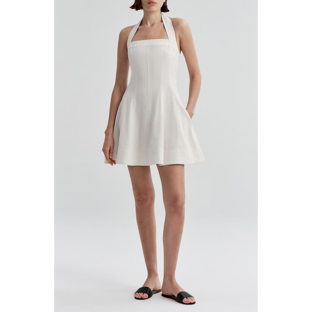 A.L.C. A.L.C. Elli Fit & Flare Linen Blend Halter Dress