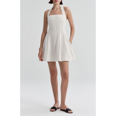 A.L.C. A.L.C. Elli Fit & Flare Linen Blend Halter Dress