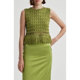 A.L.C. A.L.C. Esme Sleeveless Open-stitched Top with Fringe