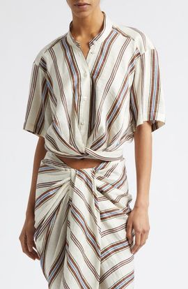 A.L.C. A.L.C. Leonor Stripe Linen Blend Shirt