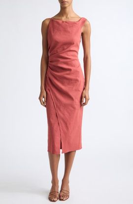 A.L.C. A.L.C. Lyra One-Shoulder Linen Blend Sheath Dress