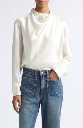 A.L.C. A.L.C. Nadine Silk Blend Cowl Neck Top
