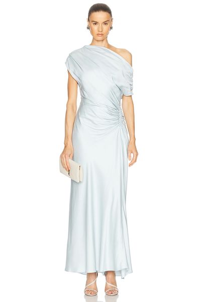 light blue dress chiffon Ice Blue Chiffon Shawl Beaded Lace Cuff Prom Formal Dress