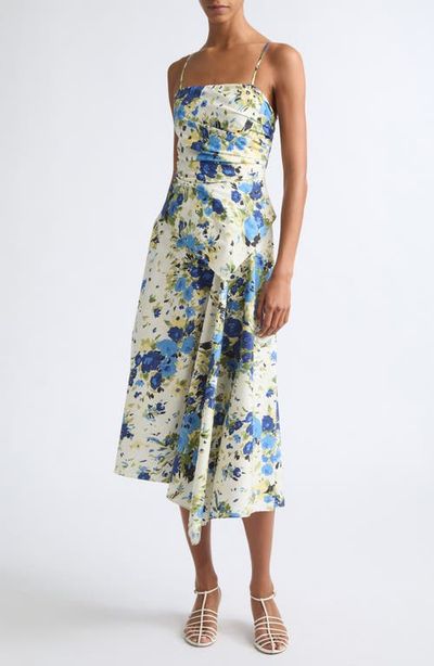 A.L.C. A.L.C. Peyton Ruched Floral Print Sleeveless Maxi Dress