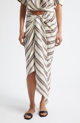 A.L.C. A.L.C. Rhodes Stripe Linen Blend Skirt