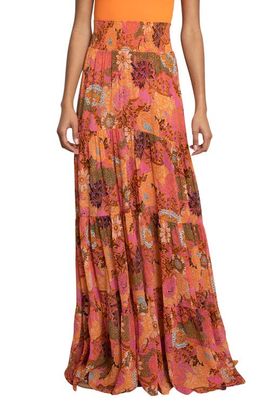 A.L.C. A.L.C. Sage Floral Print Pleat Silk Maxi Skirt