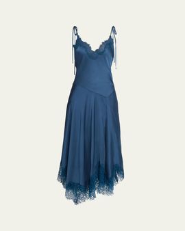 A.L.C. Aleena Satin Lace Maxi Dress