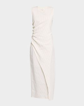 A.L.C. Caroline Pinstripe Linen-Blend Tank Dress