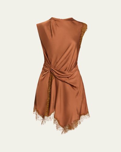 A.L.C. Dion Draped Satin Lace Mini Dress