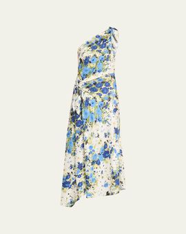 A.L.C. Elliana Floral Satin Draped Dress