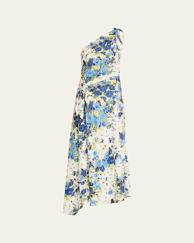 A.L.C. Elliana Floral Satin Draped Dress