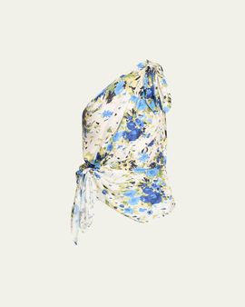 A.L.C. Ellianna One-Shoulder Satin Scarf Top