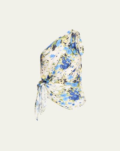 A.L.C. Ellianna One-Shoulder Satin Scarf Top