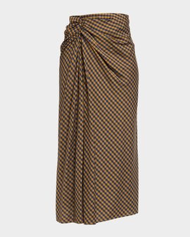A.L.C. Jean Draped Check Midi Skirt