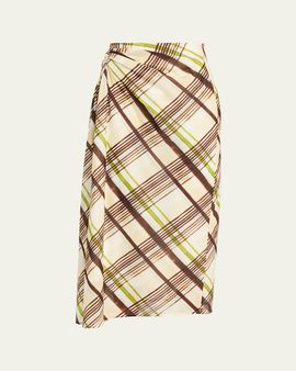 A.L.C. Jean Draped Plaid Midi Skirt